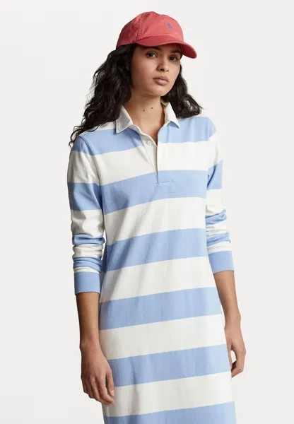 Платье из джерси Rugby Long Sleeve Day Dress Polo Ralph Lauren, цвет chambray blue/deckwash white