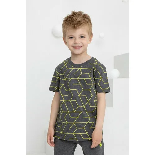 Футболка crockid КР 302225/тем.серый меланж,геометрия к420, размер 56/110, серый