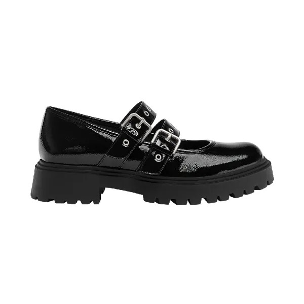 Туфли Pull&Bear Double Strap Flat, черный