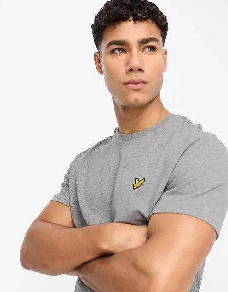 Серая меланжевая хлопковая футболка с логотипом Lyle & Scott