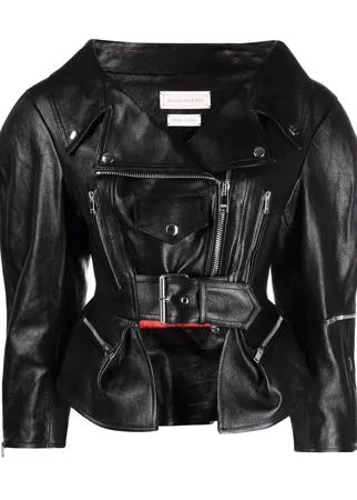 Alexander McQueen байкерская куртка с баской