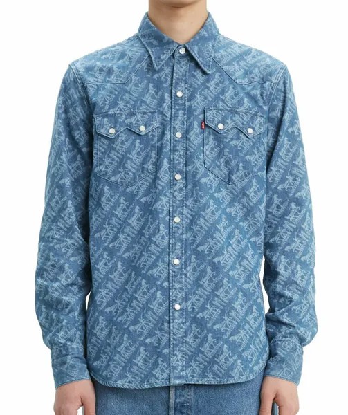 Классическая повседневная джинсовая рубашка Levis в стиле вестерн с пилообразным принтом 0104