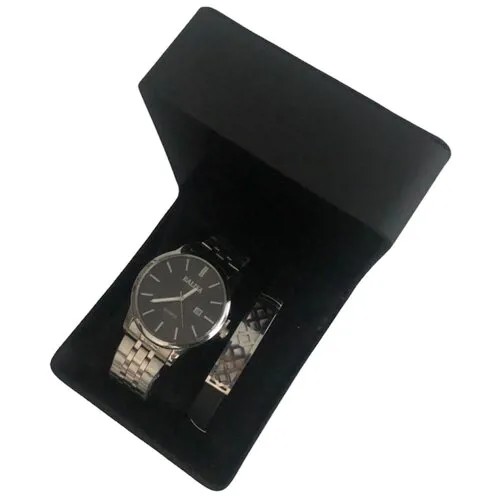 Наручные часы Часы мужские наручные + браслет на 23 февраля / Подарочный набор часов для мужчин / Кварцевые часы мужские, кварцевые, серебряный