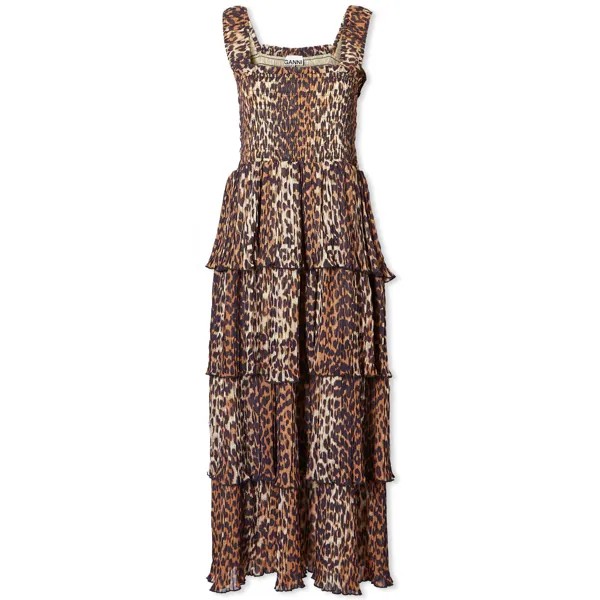 Платье Ganni Georgette Smock Midi, цвет Almond Milk