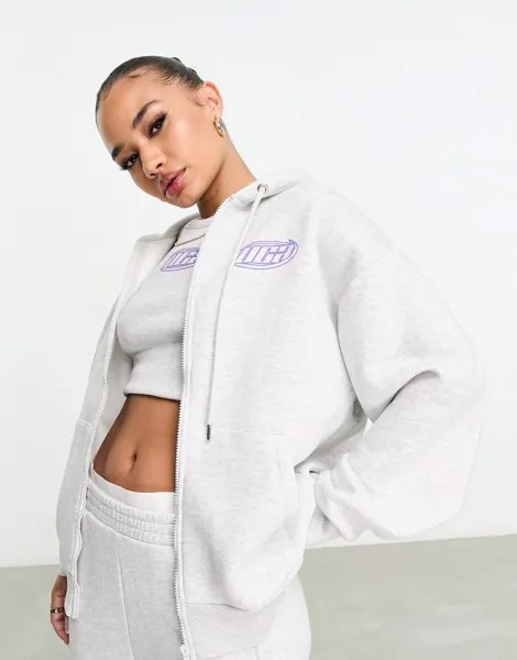 Худи на молнии цвета ледяного вереска с логотипом WCA на спине ASOS Weekend Collective