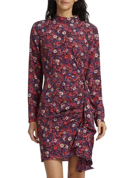 Мини-платье Louella из эластичного шелкового атласа с цветочным принтом Veronica Beard, цвет Berry Multi