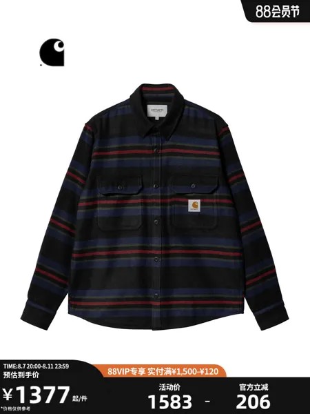 Куртка-рубашка мужская Carhartt WIP в контрастную полоску, черный