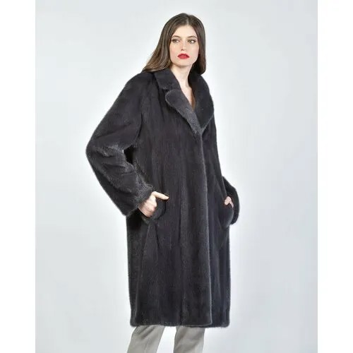 Пальто Skinnwille, норка, оверсайз, карманы, размер 40, серый