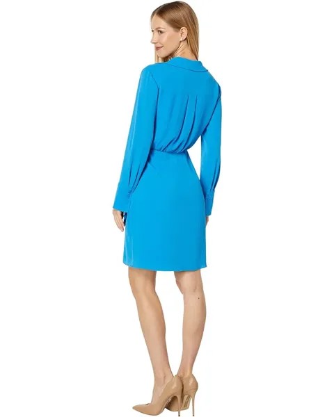 Платье Donna Morgan Mini Wrap Dress with Collar Detail, цвет Brilliant Blue