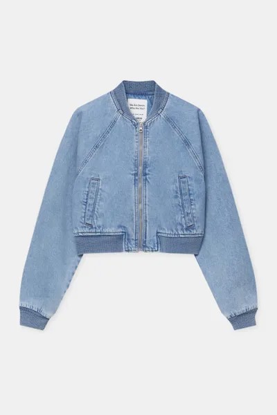 Джинсовая куртка женская Pull&Bear PUL554821143 синяя XL. Доставка из-за рубежа.