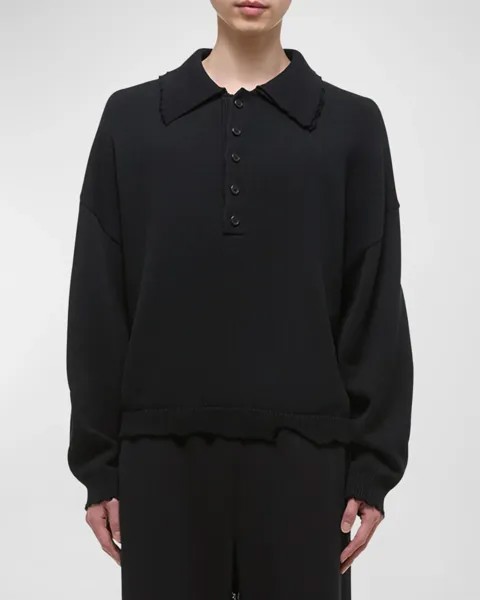 Мужская рубашка-поло с потертостями Helmut Lang, цвет Black