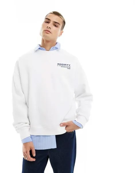 Белоснежный свитшот оверсайз New Look Society
