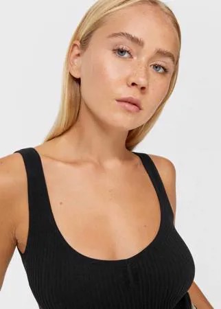 Stradivarius Бесшовное Боди На Бретелях Черный S