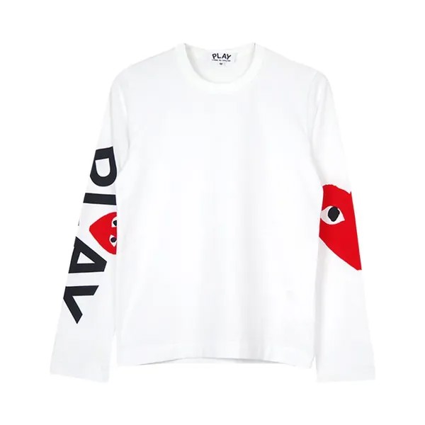 Футболка Comme des Garçons PLAY Oversized Heart Long-Sleeve T-Shirt 'White', белый