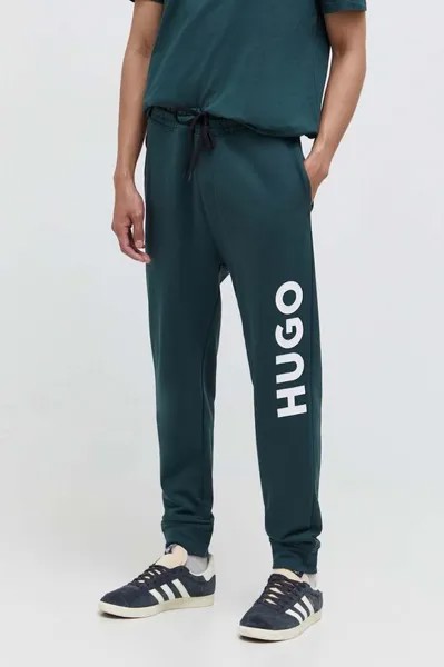 Хлопковые спортивные штаны Hugo, зеленый