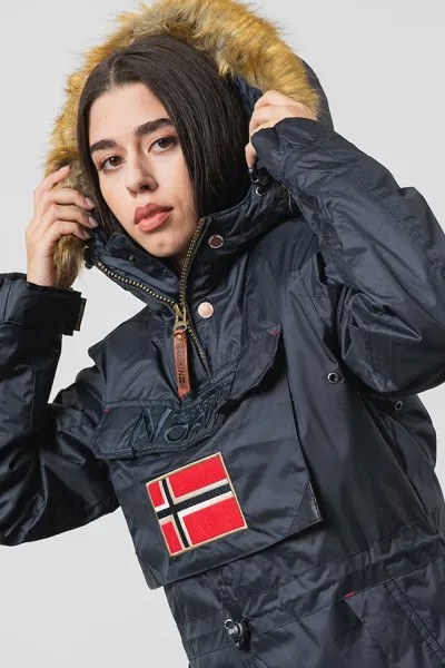 Зимняя куртка баклажанового цвета с капюшоном Geographical Norway, синий