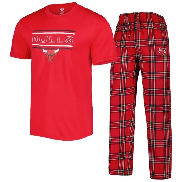 Мужской комплект для сна: красная/черная футболка со значком Chicago Bulls Sport Concepts и пижамные штаны