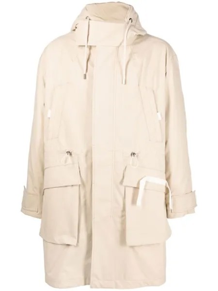 Jacquemus пальто на молнии с вышитым логотипом, нейтральный цвет