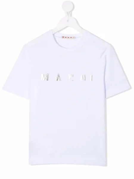Marni Kids футболка с эффектом металлик