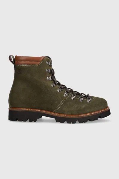 HILFIGER W MIX SUEDE HOOKS BOOT замшевые байкерские ботинки Tommy Hilfiger, зеленый