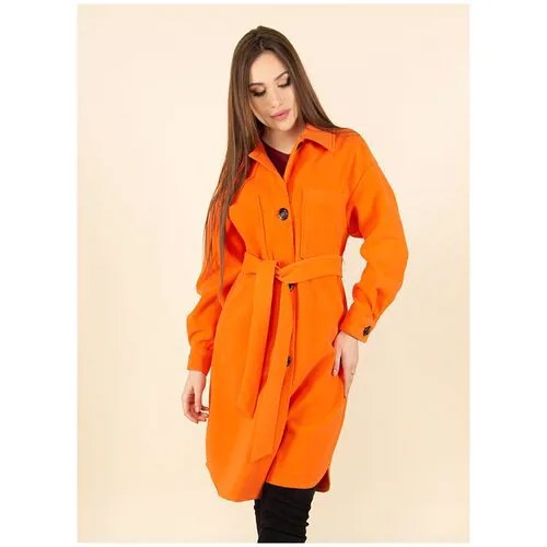 Пальто рубашка 03, Ulyashova, размер 50, оранжевый