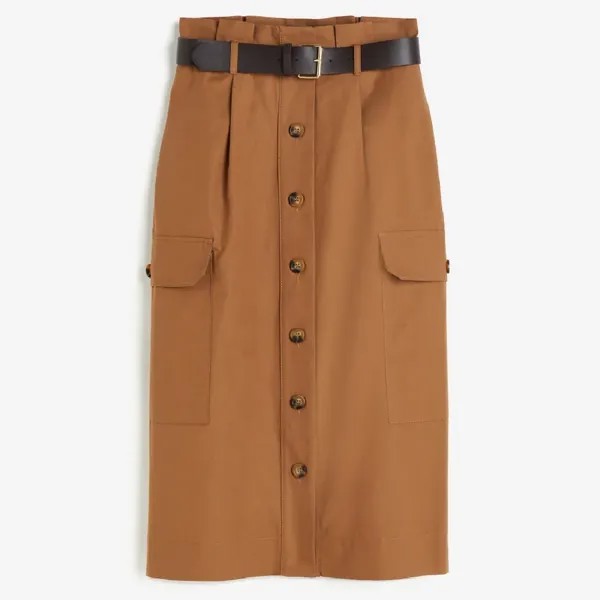 Юбка H&M Utility With Belt, коричневый