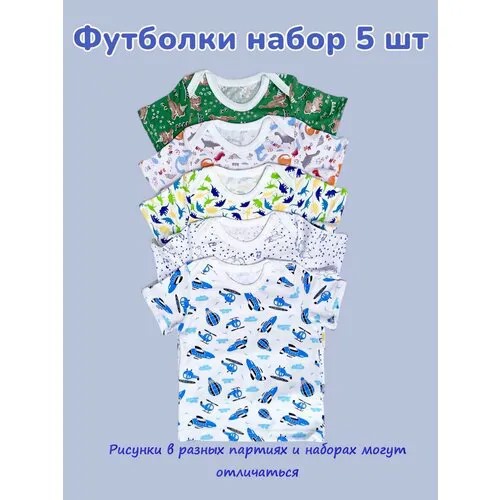 Футболка Камелия, комплект из 5 шт., размер 62,68-40, бежевый, голубой