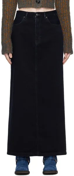 Черная джинсовая длинная юбка с эффектом потертостей Acne Studios