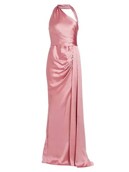 Асимметричное платье с бретелькой из драпированного атласа Zuhair Murad, цвет rose tan