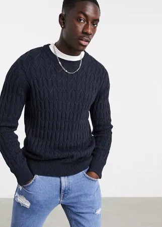 Темно-синий джемпер крупной вязки Celio