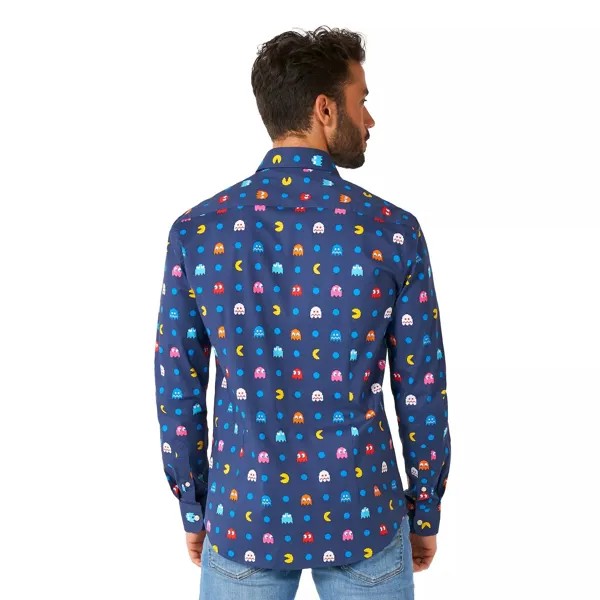 Мужская классическая рубашка на пуговицах современного кроя OppoSuits Pac-Man