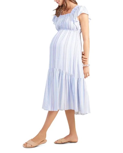 Ярусное платье миди для беременных с рукавами-крылышками Ingrid & Isabel