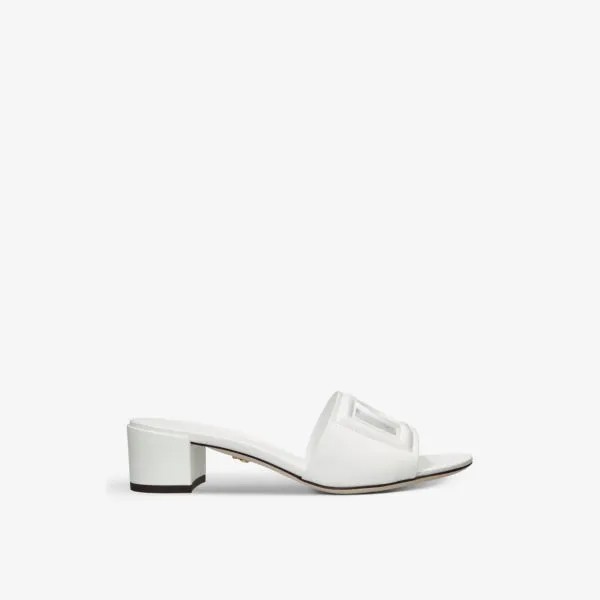 Мюли Bianca на каблуке из кожи с тисненым логотипом Dolce & Gabbana, белый