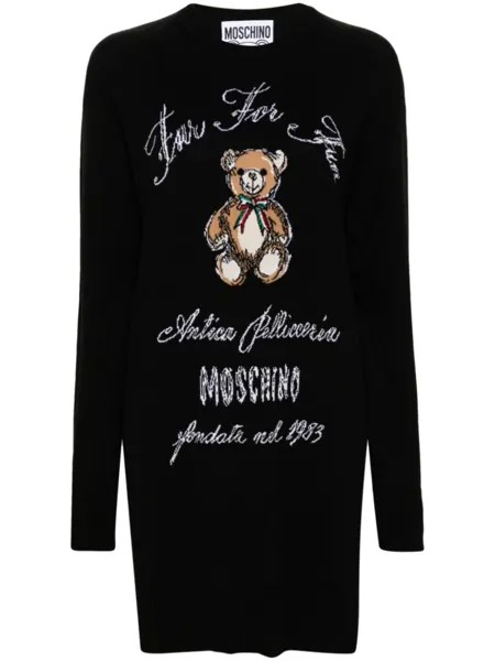 Moschino мини-платье Teddy Bear-intarsia, черный