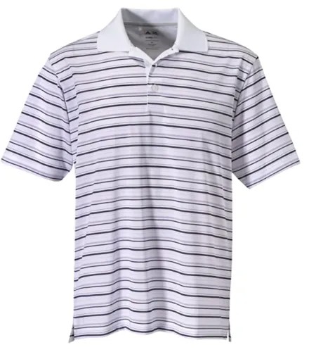 Мужская рубашка-поло в полоску Adidas ClimaLite, белый/фиолетовый сумеречный/жасмин