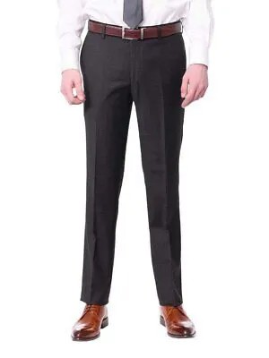 Мужские приталенные темно-серые шерстяные классические брюки из вереска
