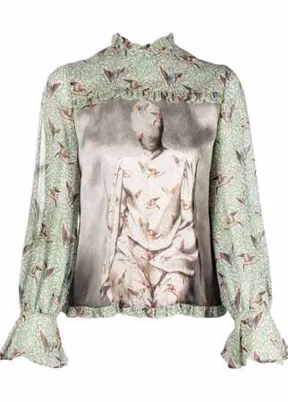 UNDERCOVER шелковая блузка с цветочным принтом