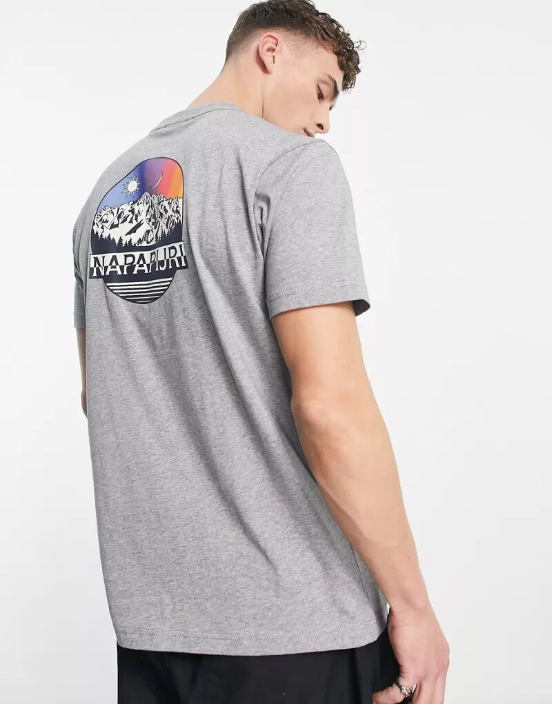 Серая футболка Napapijri Quintino с принтом на спине, эксклюзивно для ASOS