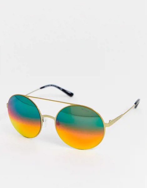 Солнцезащитные очки в круглой оправе Michael Kors-Золотой