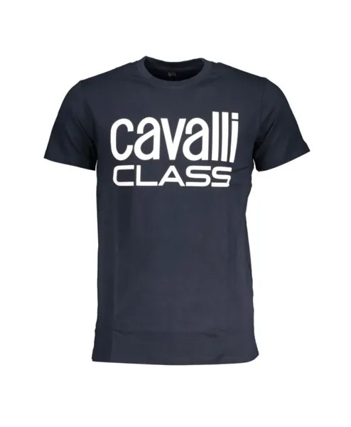 Футболка с круглым вырезом и принтом логотипа Cavalli Class, синий