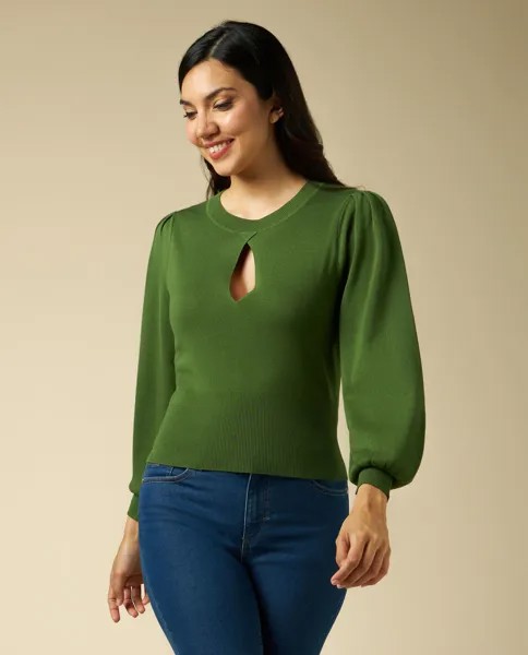 Женский пуловер с вырезом Iwie, зеленый