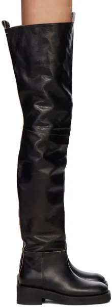 Черные ботфорты со вставками MM6 Maison Margiela