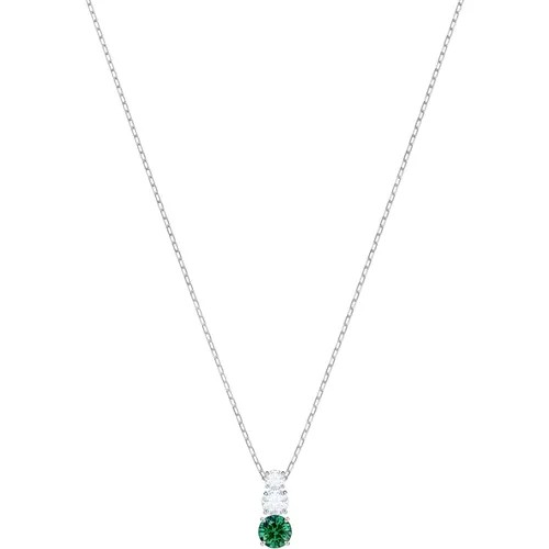 Колье SWAROVSKI, кристаллы Swarovski, длина 38 см, серебристый/зеленый