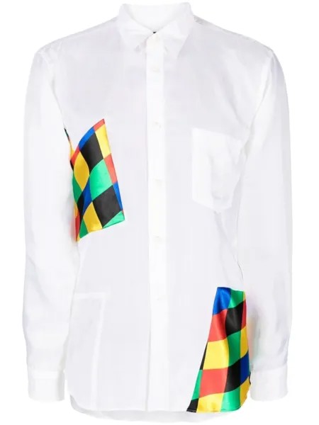 Comme des Garçons Homme Plus рубашка в технике пэчворк с длинными рукавами, белый