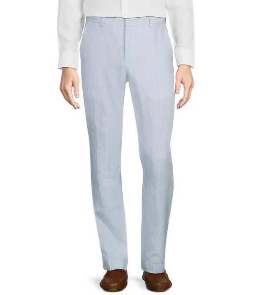 Murano Baird McNutt Linen Alex Приталенный костюм в полоску с раздельными брюками, синий