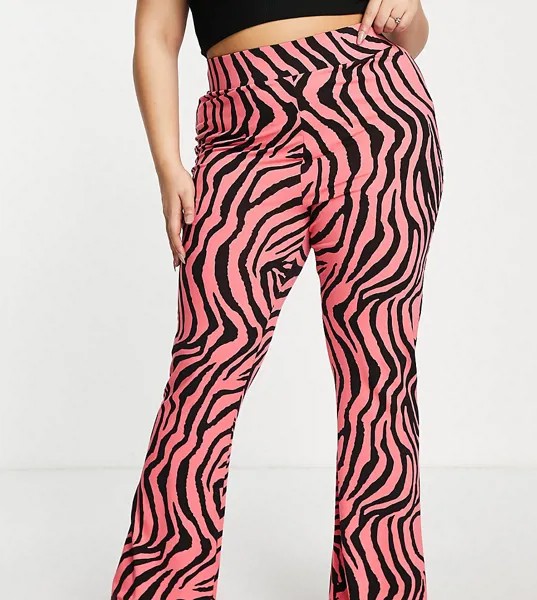 Расклешенные брюки со звериным принтом ASOS DESIGN Curve-Разноцветный