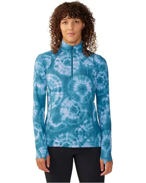 Рубашка Mountain Hardwear Crater Lake 1/2 Zip, цвет Baltic Blue Spore Dye Print