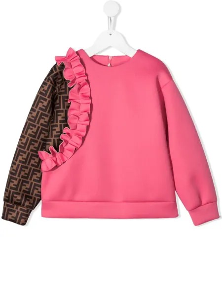 Fendi Kids толстовка с оборками и монограммой