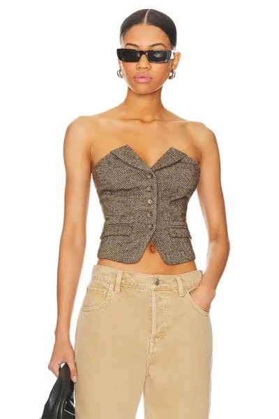 Топ Steve Madden Adare Bustier, цвет Brown Herringbone