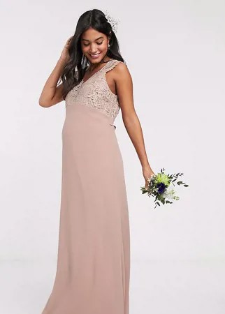 Платье с кружевным лифом TFNC Bridesmaid Maternity-Коричневый цвет